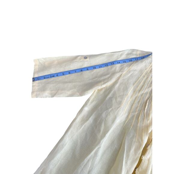 Soft Surroundings Yellow Pleated Lagenlook Coastal Linen Blouse Medium Petite - Picture 11 of 12